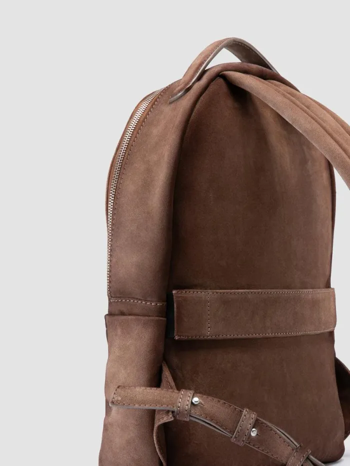 Men Officine Creative Accessories QUENTIN 020 Brown Suede Backpack Men Officine Creative Accessories QUENTIN 020 Brown Suede Backpack