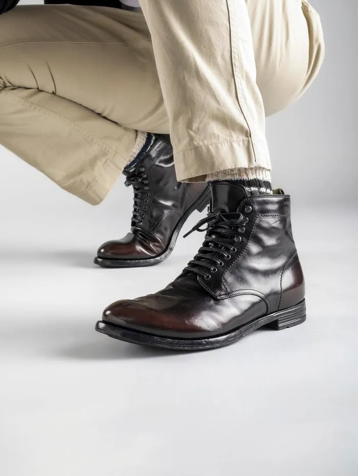 Men Officine Creative Footwear ANATOMIA 013 Dark Brown Leather Ankle Boots Men Officine Creative Footwear ANATOMIA 013 Dark Brown Leather Ankle Boots