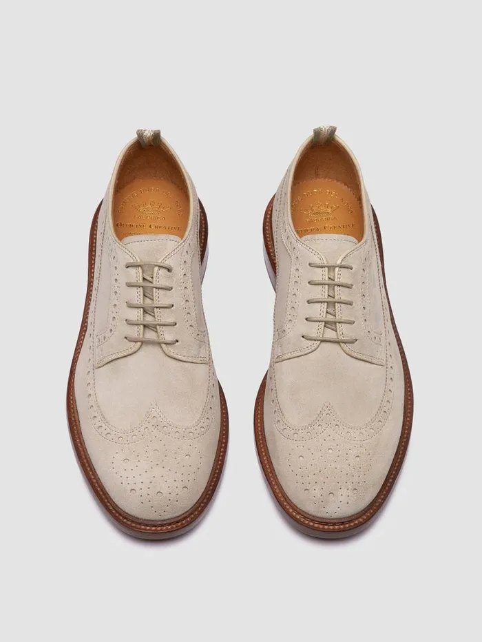 Men Officine Creative Footwear ASTON 003 Beige Suede Derby Shoes Men Officine Creative Footwear ASTON 003 Beige Suede Derby Shoes