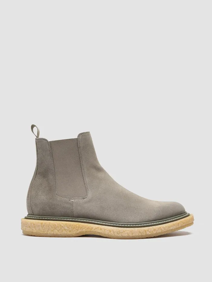 Men Officine Creative Footwear BULLET 002 Green Suede Chelsea Boots