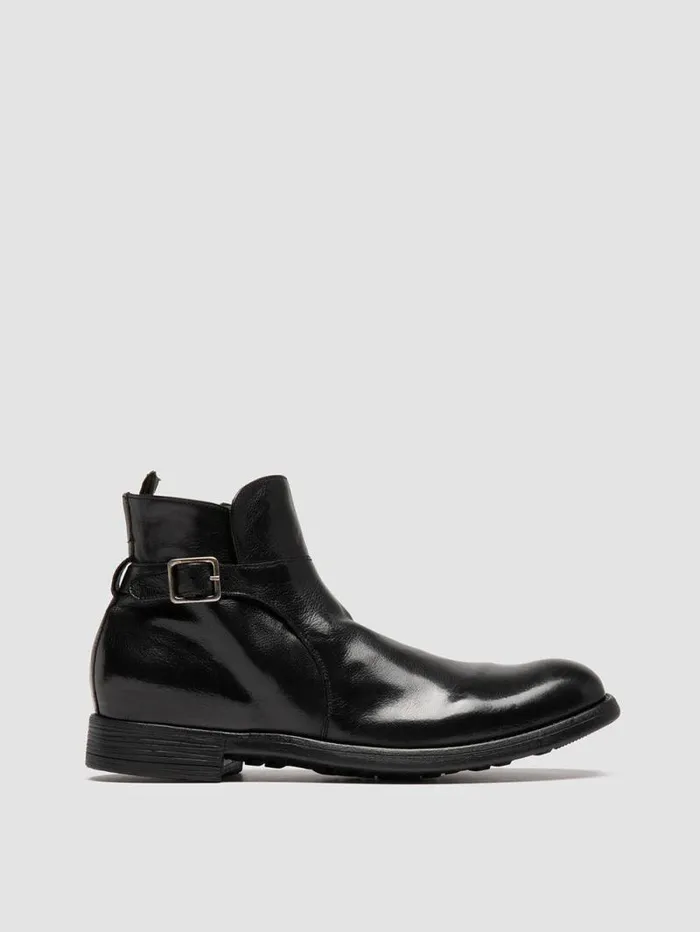 Men Officine Creative Footwear CHRONICLE 068 Black Leather Zipped Boots