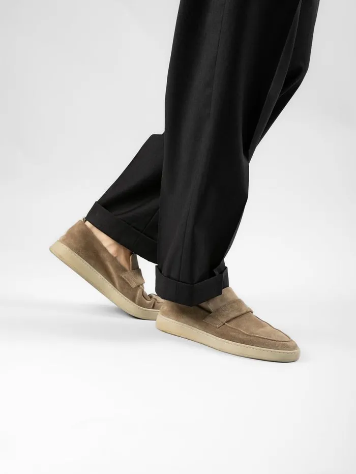 Men Officine Creative Footwear HERBIE 001 Taupe Suede Penny Loafers Men Officine Creative Footwear HERBIE 001 Taupe Suede Penny Loafers