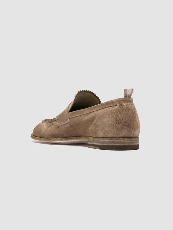 Men Officine Creative Footwear SOLITUDE 001 Taupe Suede Penny Loafers Men Officine Creative Footwear SOLITUDE 001 Taupe Suede Penny Loafers