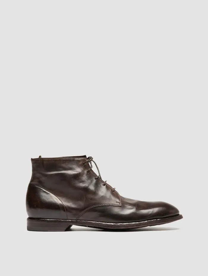 Men Officine Creative Footwear SOUND 003 Brown Leather Laceup Boots