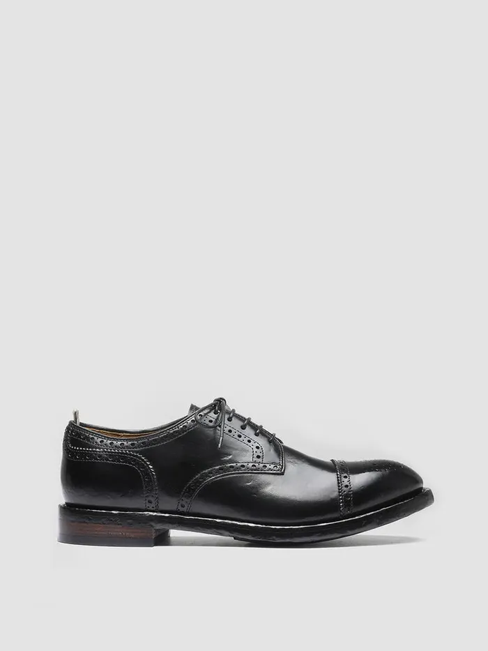 Men Officine Creative Footwear TEMPLE 003 Black Leather Derby Shoes