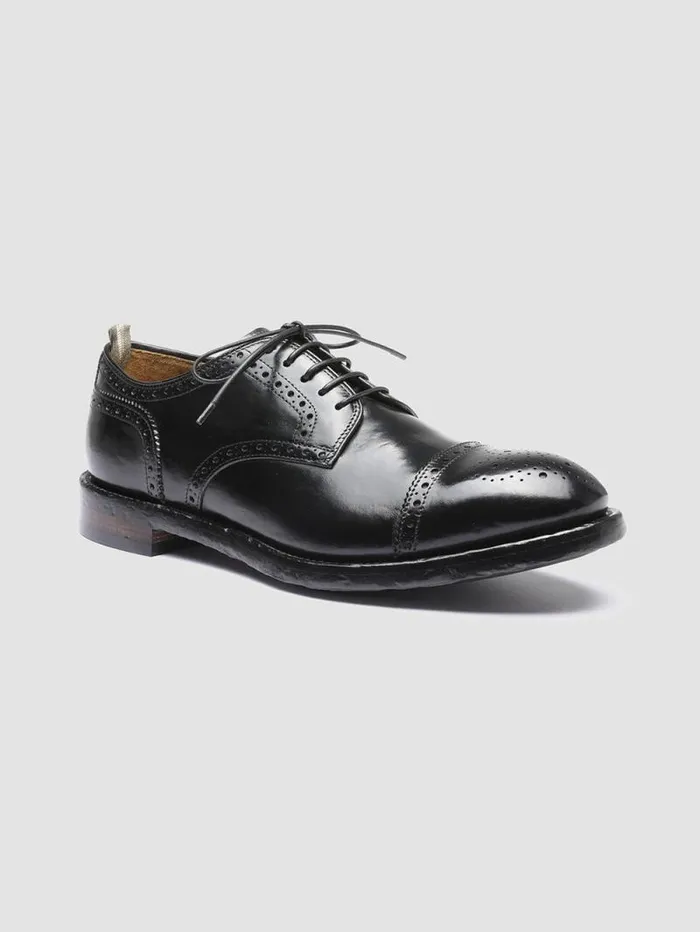 Men Officine Creative Footwear TEMPLE 003 Black Leather Derby Shoes Men Officine Creative Footwear TEMPLE 003 Black Leather Derby Shoes