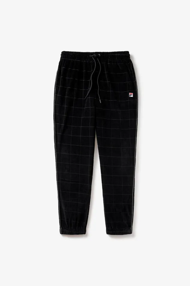 Men Pants and Shorts Fila Ivy League Velour Track Pant 002 Blackmonument