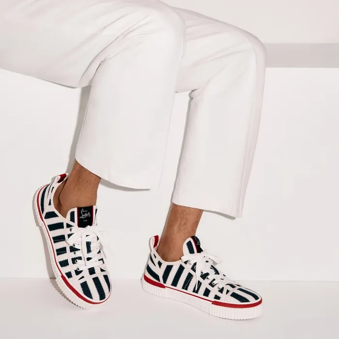 Men Pedro Junior Sneakers 8211 Malha Printed Fabric 8211 Blue Christian Louboutin Sneakers Men Pedro Junior Sneakers 8211 Malha Printed Fabric 8211 Blue Christian Louboutin Sneakers