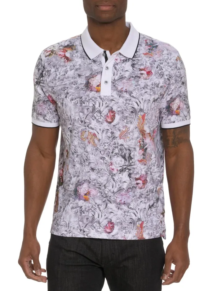 Men Polos and TShirts Robert Graham ROARING FLORAL POLO White