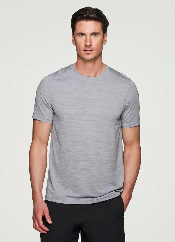 Men Prime Core Textured Workout Tee Grey RBX Active TShirts