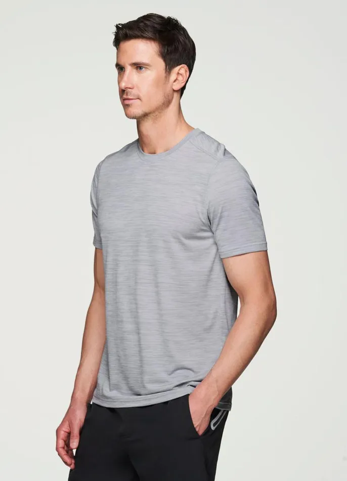 Men Prime Core Textured Workout Tee Grey RBX Active TShirts