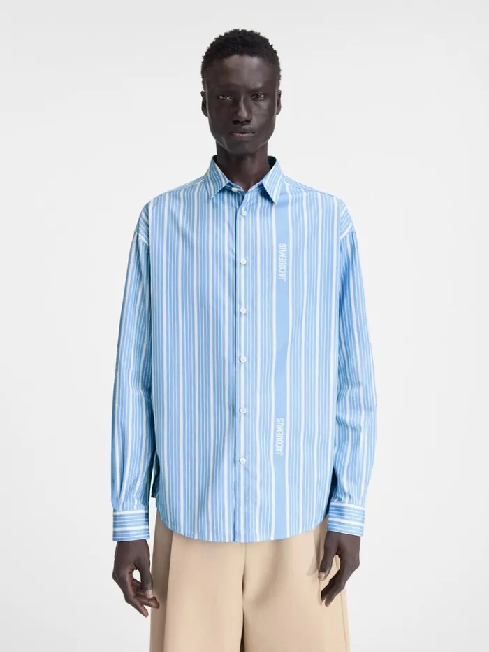 Men Shirts JACQUEMUS The Simon Shirt Jacquard Bluewhite Men Shirts JACQUEMUS The Simon Shirt Jacquard Bluewhite