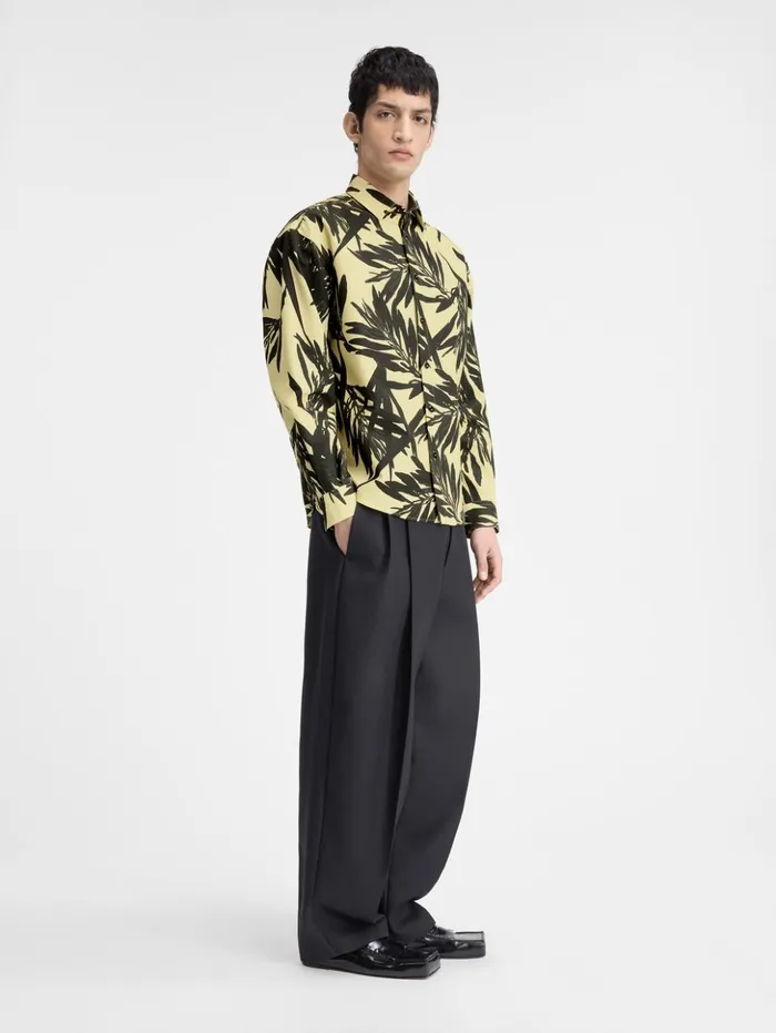 Men Shirts JACQUEMUS The Simon Shirt Print Foliage Black Yellow