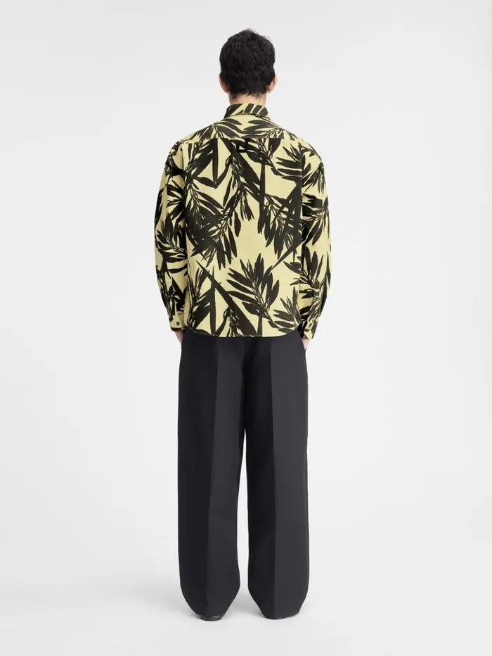 Men Shirts JACQUEMUS The Simon Shirt Print Foliage Black Yellow