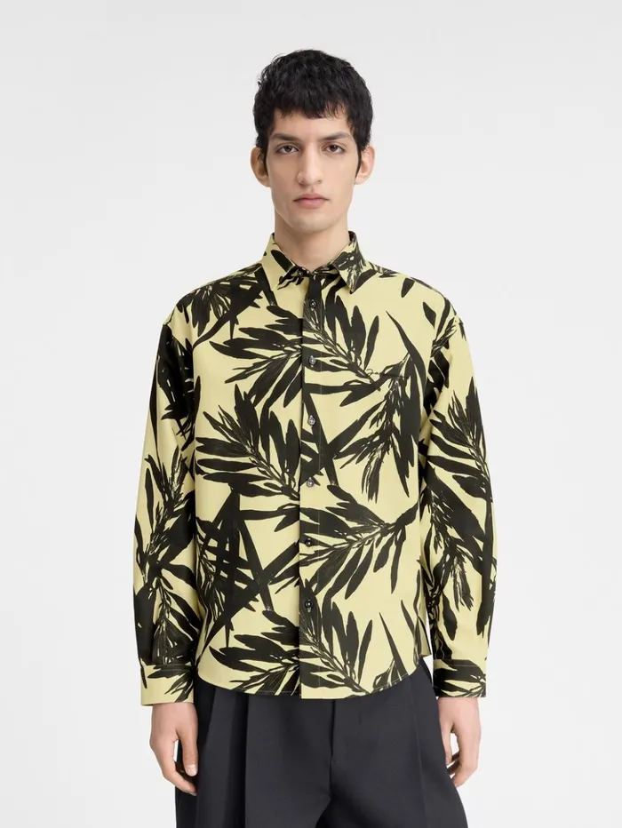 Men Shirts JACQUEMUS The Simon Shirt Print Foliage Black Yellow