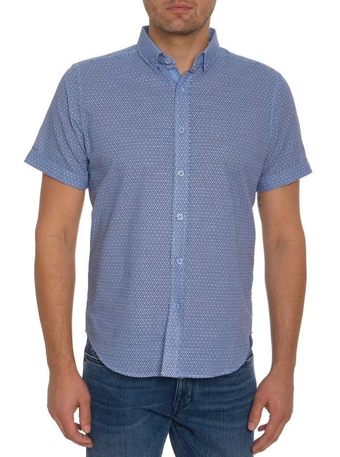 Men Short Sleeve Button Down Shirts Robert Graham FARINA SHORT SLEEVE BUTTON DOWN Blue