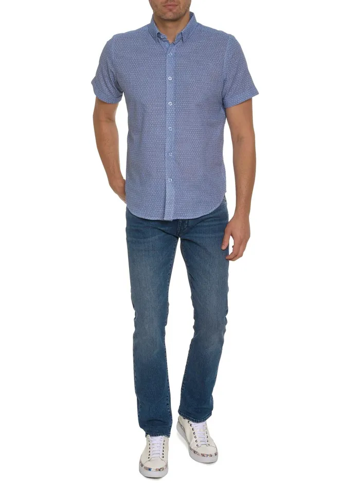 Men Short Sleeve Button Down Shirts Robert Graham FARINA SHORT SLEEVE BUTTON DOWN Blue