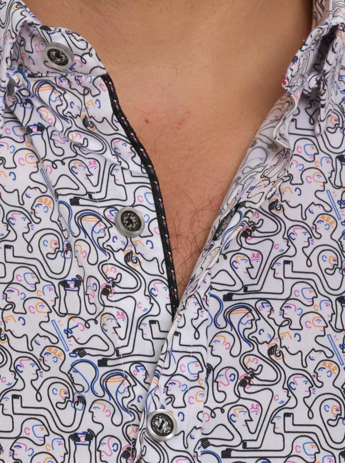 Men Short Sleeve Button Down Shirts Robert Graham PAINTED FACES SHORT SLEEVE BUTTON DOWN Multi