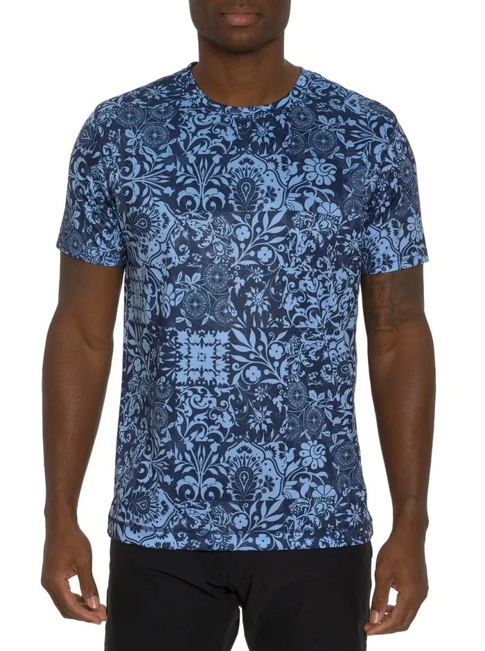 Men Short Sleeve Knits Robert Graham DILLIONS PERFORMANCE GRAPHIC TSHIRT Navy