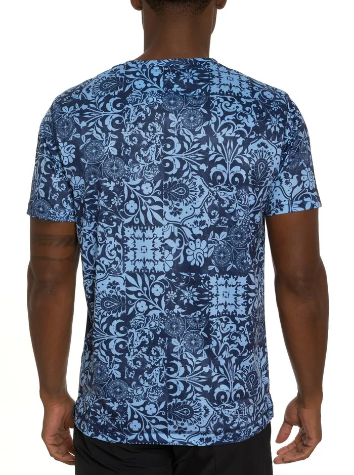 Men Short Sleeve Knits Robert Graham DILLIONS PERFORMANCE GRAPHIC TSHIRT Navy