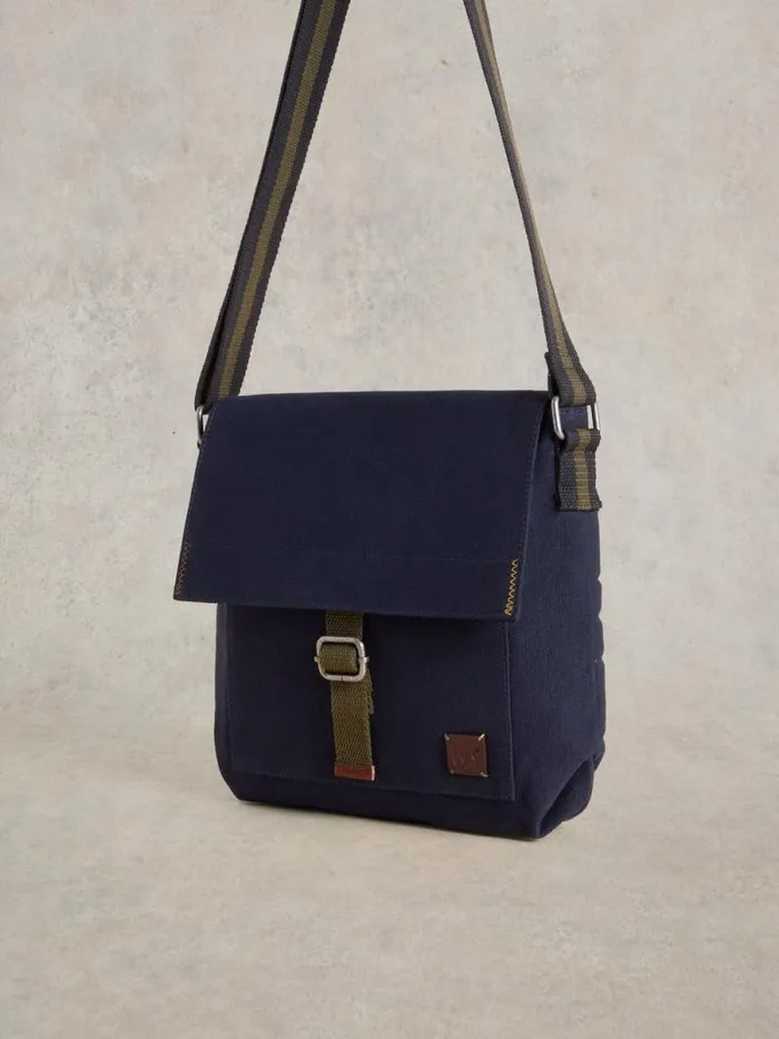 Men Teddy Canvas Crossbody Bag Navy Multi White Stuff Bags