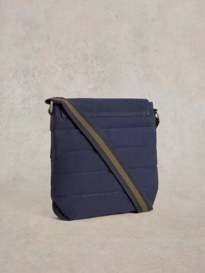 Men Teddy Canvas Crossbody Bag Navy Multi White Stuff Bags