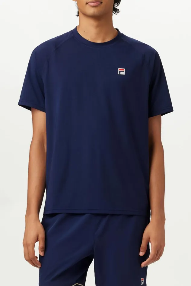 Men Tennis Fila Short Sleeve Crewneck 412 Fila Navy Men Tennis Fila Short Sleeve Crewneck 412 Fila Navy