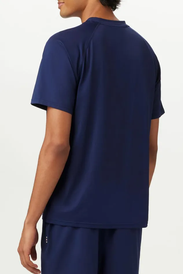 Men Tennis Fila Short Sleeve Crewneck 412 Fila Navy Men Tennis Fila Short Sleeve Crewneck 412 Fila Navy