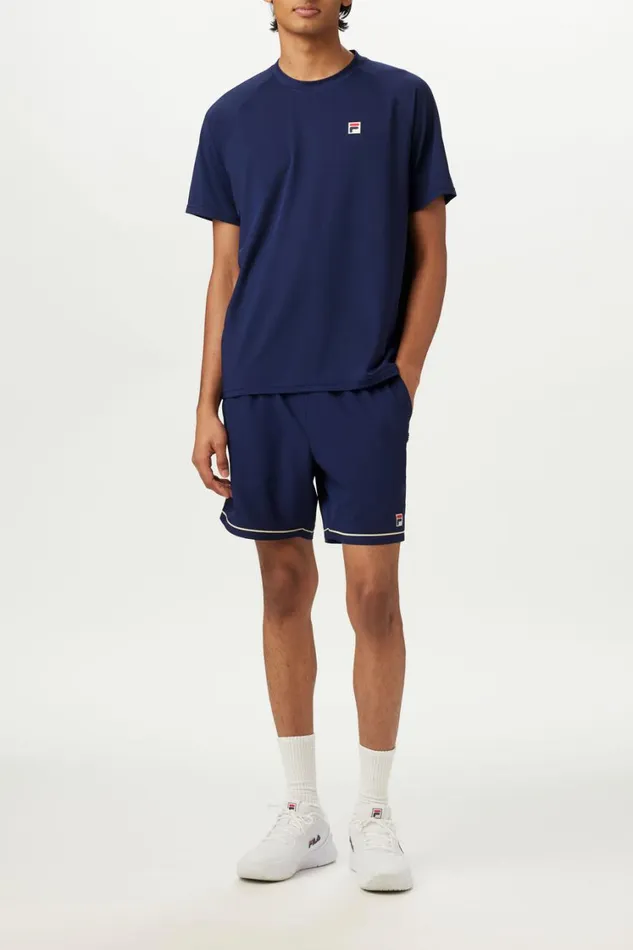 Men Tennis Fila Short Sleeve Crewneck 412 Fila Navy Men Tennis Fila Short Sleeve Crewneck 412 Fila Navy