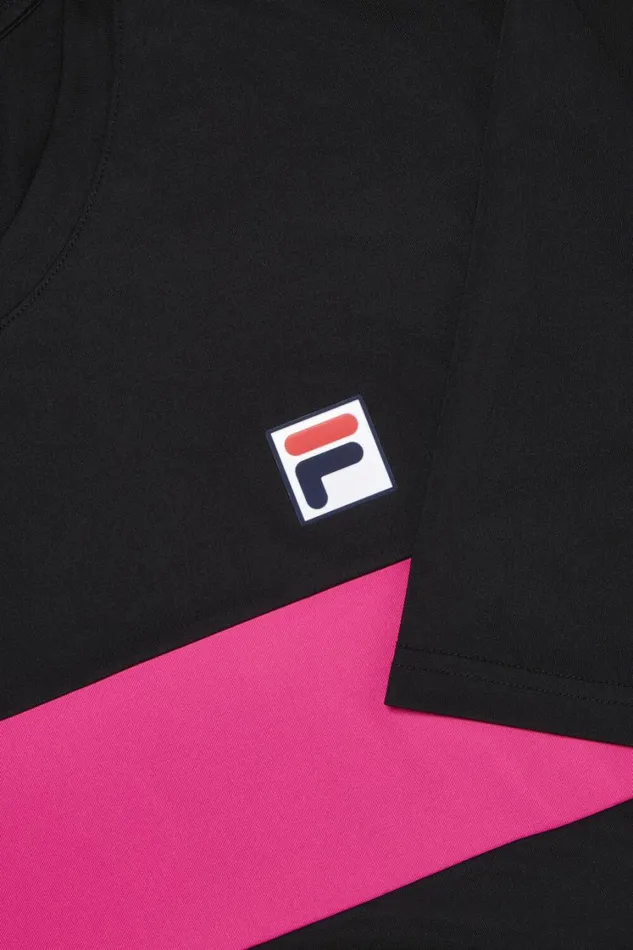 Men Tennis Fila Tennis Essentials Short Sleeve Crew 001 Black Pink Glo