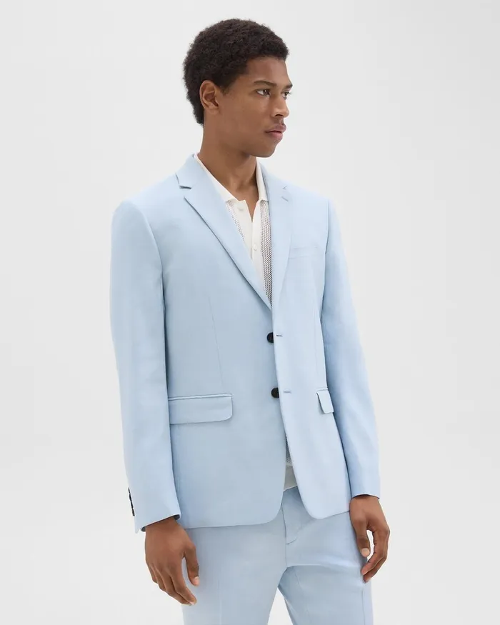 Men Theory Blazers Jackets Morton Slim Blazer In LinenViscose Skylight