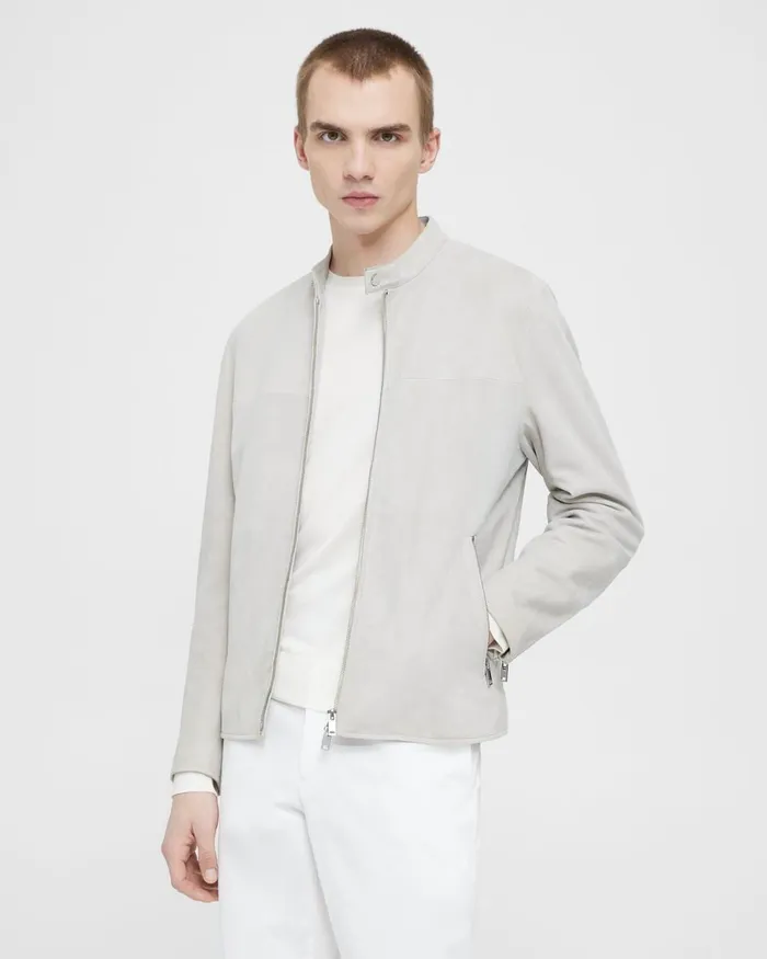 Men Theory Blazers Jackets Wynmore Moto Jacket In Suede Sand
