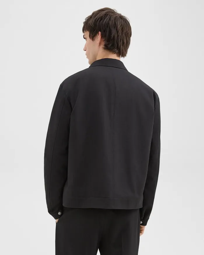 Men Theory Outerwear Workwear Jacket In WoolBlend Twill Black