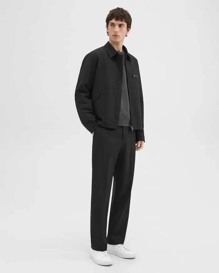 Men Theory Outerwear Workwear Jacket In WoolBlend Twill Black