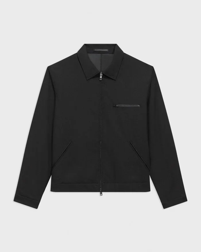 Men Theory Outerwear Workwear Jacket In WoolBlend Twill Black