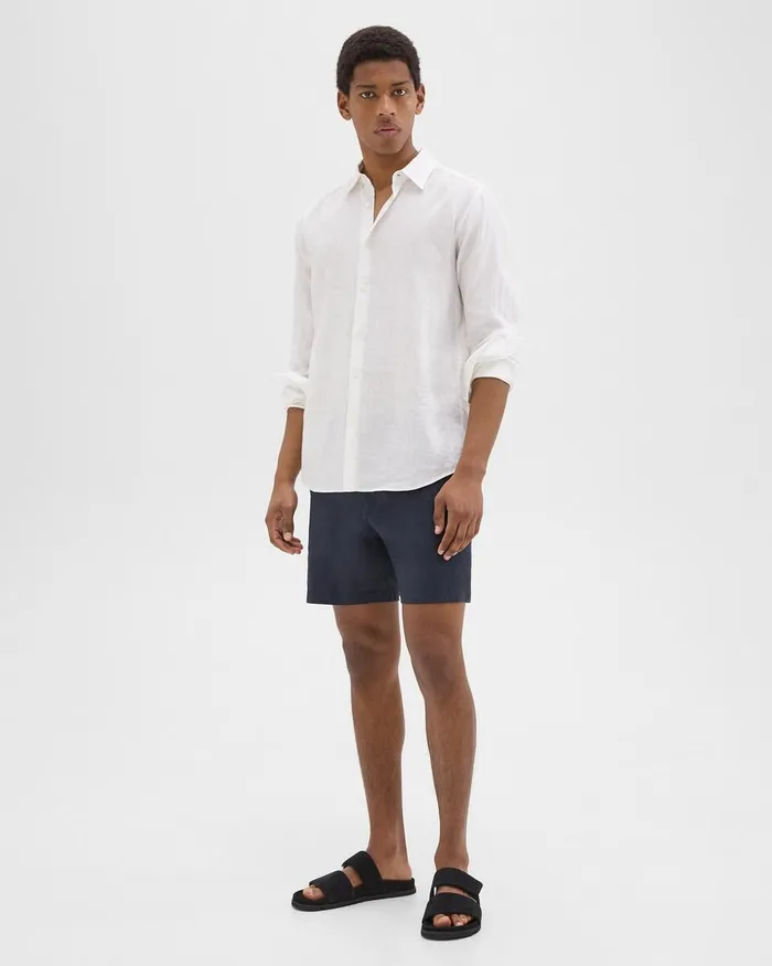 Men Theory Pants Curtis 7quot Drawstring Short In Good Linen Space