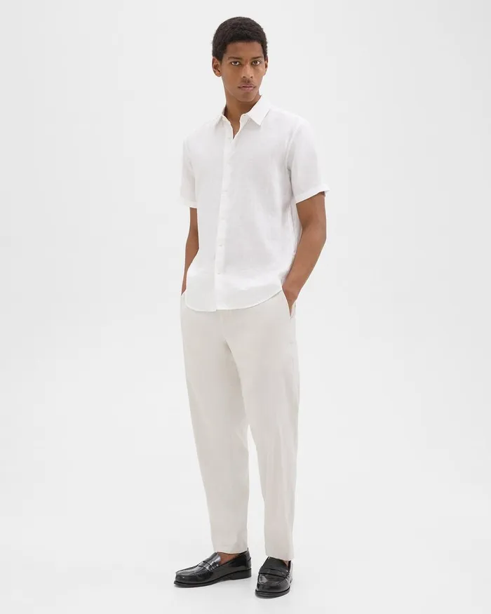 Men Theory Pants Curtis Drawstring Pant In Good Linen Sand