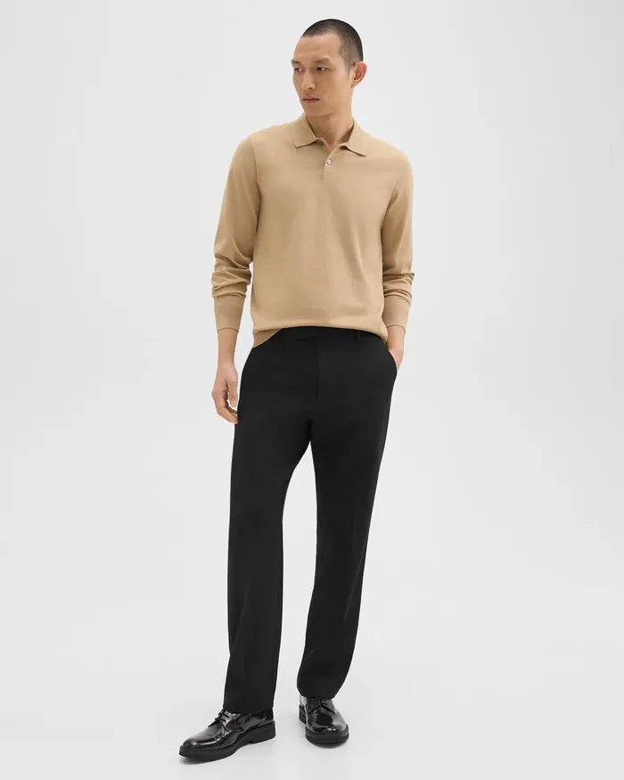 Men Theory Pants Straight Pant In WoolBlend Twill Black