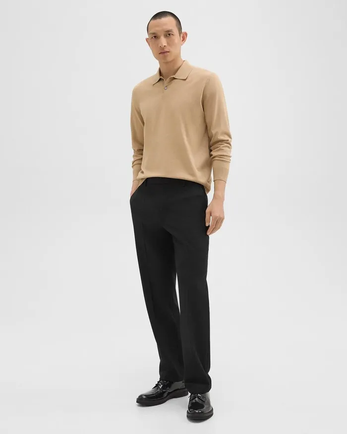 Men Theory Pants Straight Pant In WoolBlend Twill Black