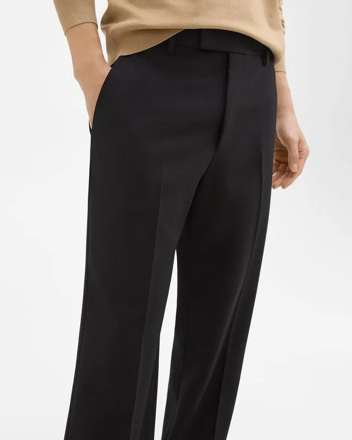 Men Theory Pants Straight Pant In WoolBlend Twill Black