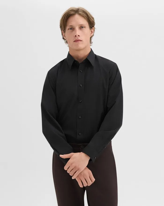 Men Theory Shirts Hugh Shirt In Virgin Wool Black