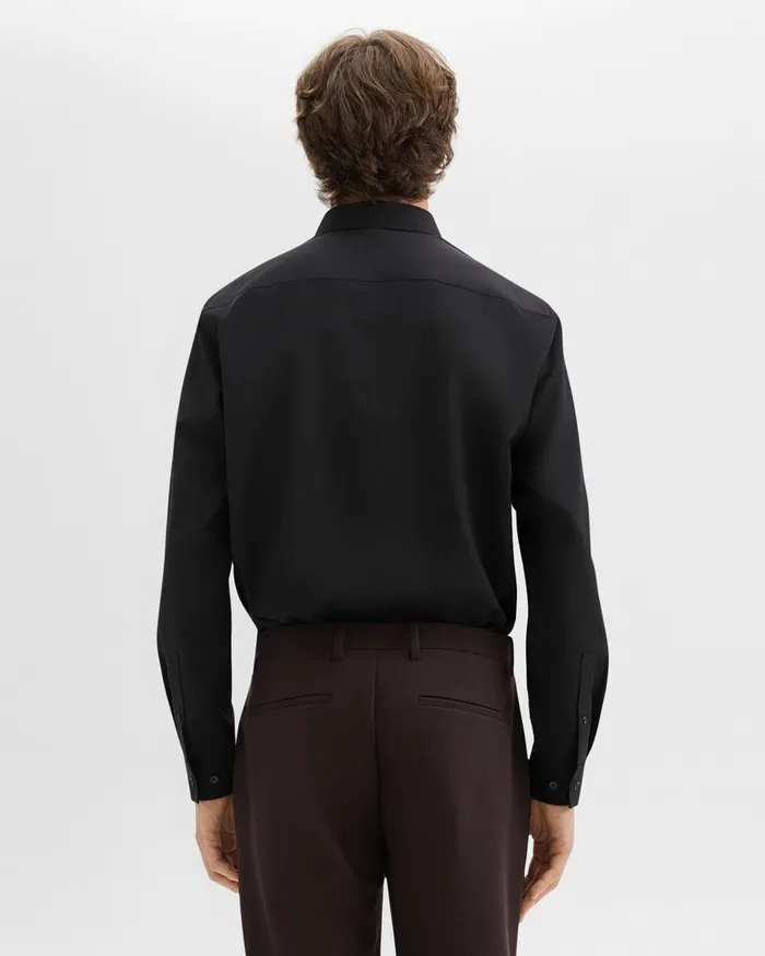 Men Theory Shirts Hugh Shirt In Virgin Wool Black
