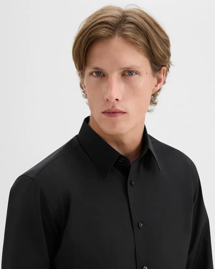 Men Theory Shirts Hugh Shirt In Virgin Wool Black