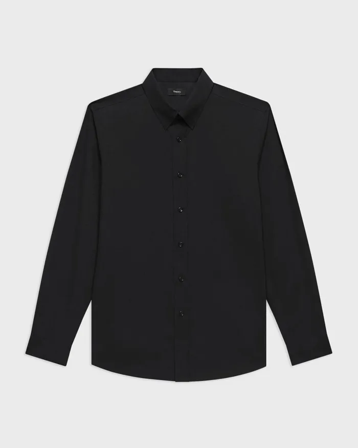 Men Theory Shirts Hugh Shirt In Virgin Wool Black