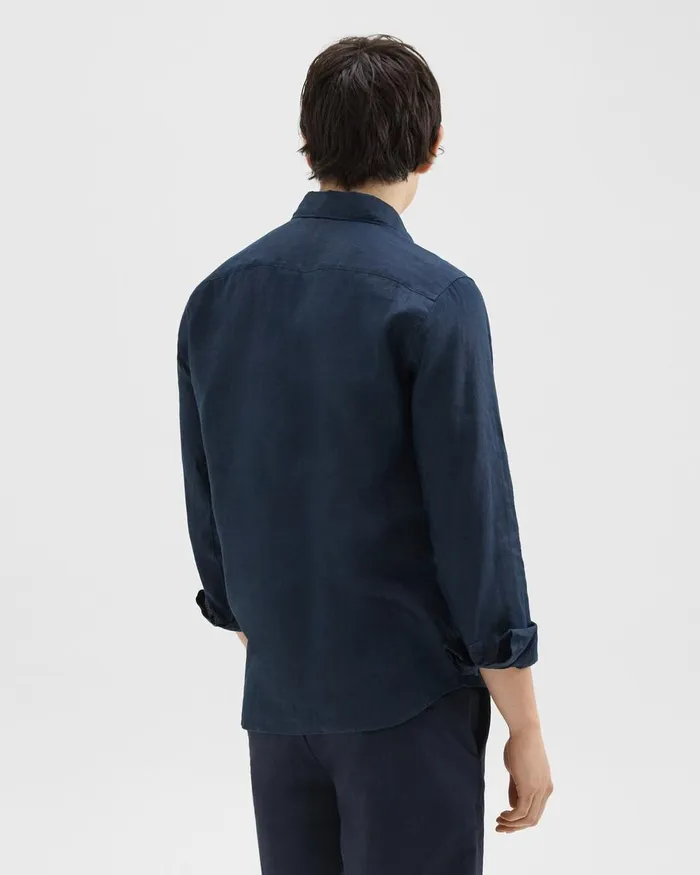 Men Theory Shirts Irving Shirt In Relaxed Linen Baltic