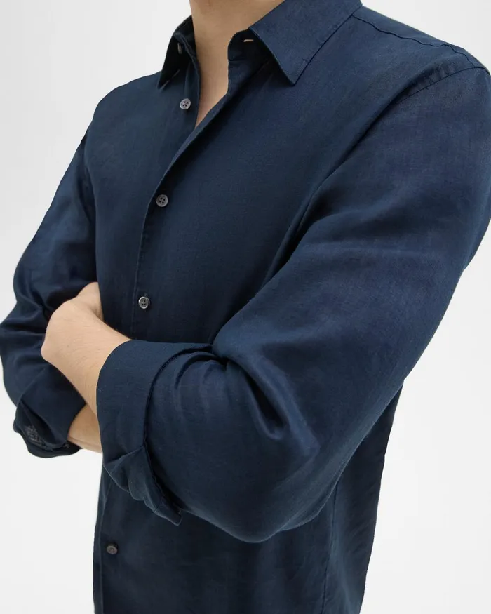 Men Theory Shirts Irving Shirt In Relaxed Linen Baltic