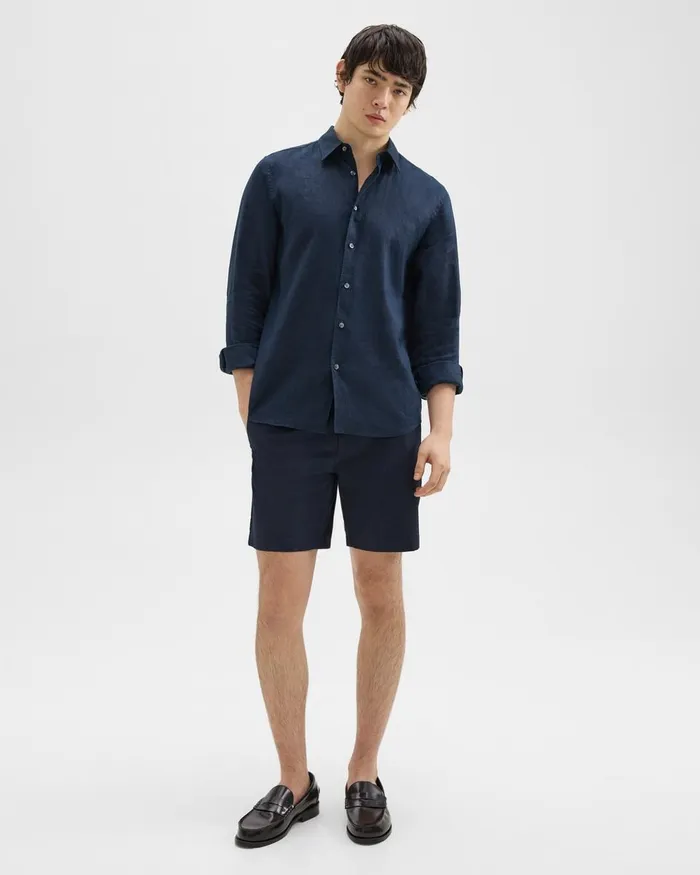 Men Theory Shirts Irving Shirt In Relaxed Linen Baltic