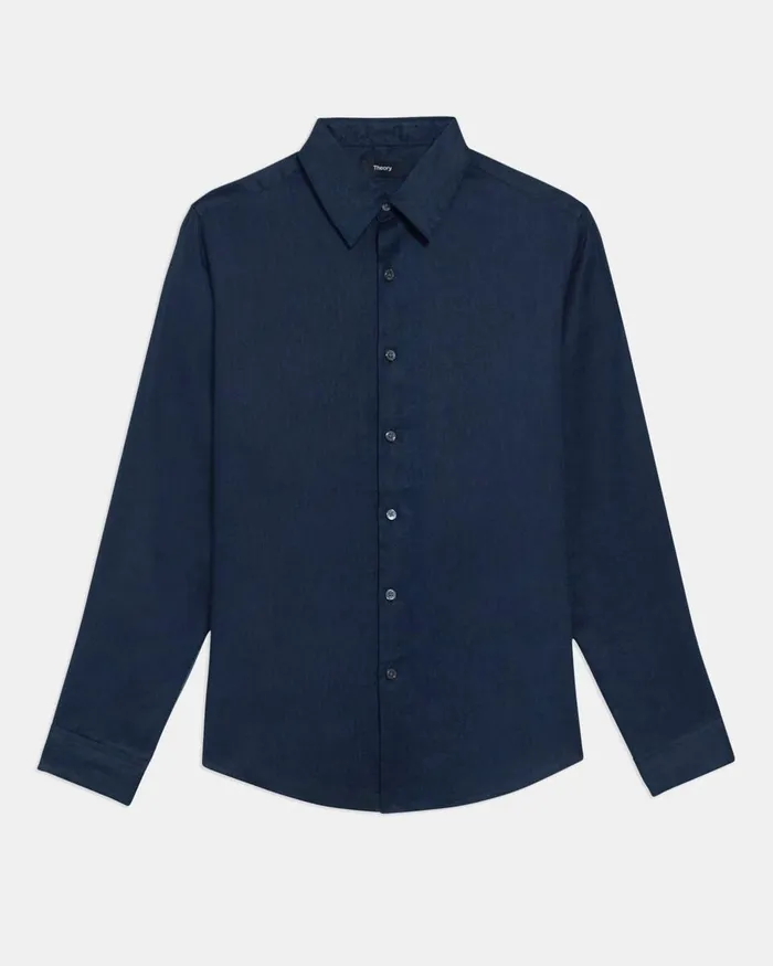 Men Theory Shirts Irving Shirt In Relaxed Linen Baltic