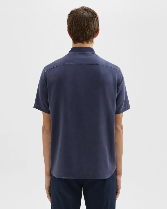 Men Theory Shirts Irving ShortSleeve Shirt In Fluid Twill Baltic