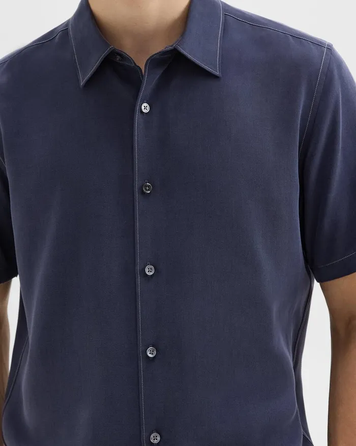 Men Theory Shirts Irving ShortSleeve Shirt In Fluid Twill Baltic
